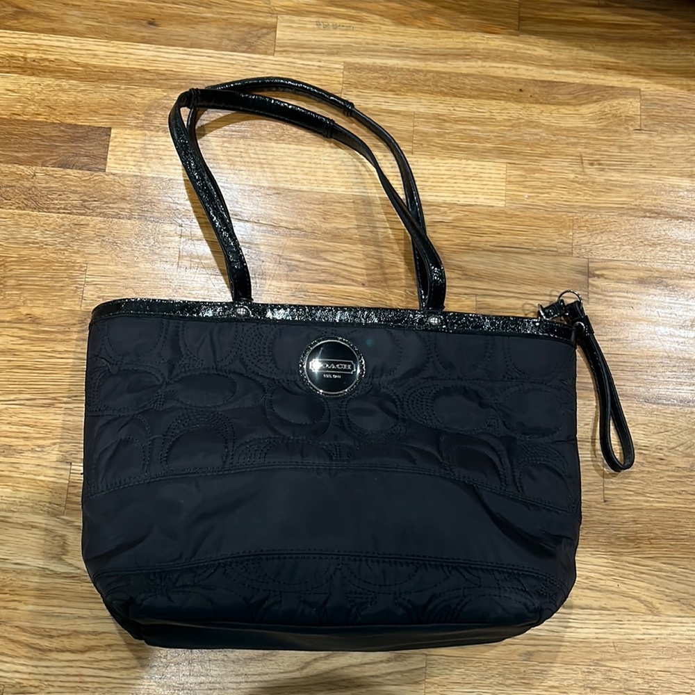 Black quilted coach purse